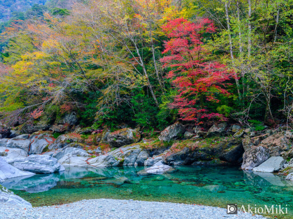 安居渓谷の秋の風景