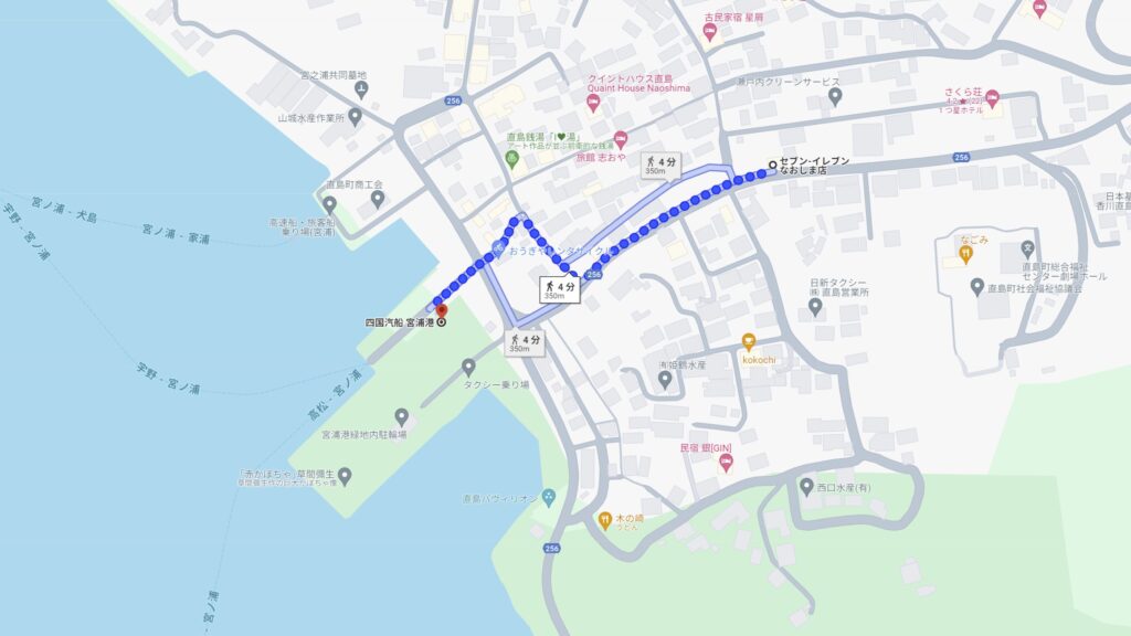 直島　宮浦港のマップ