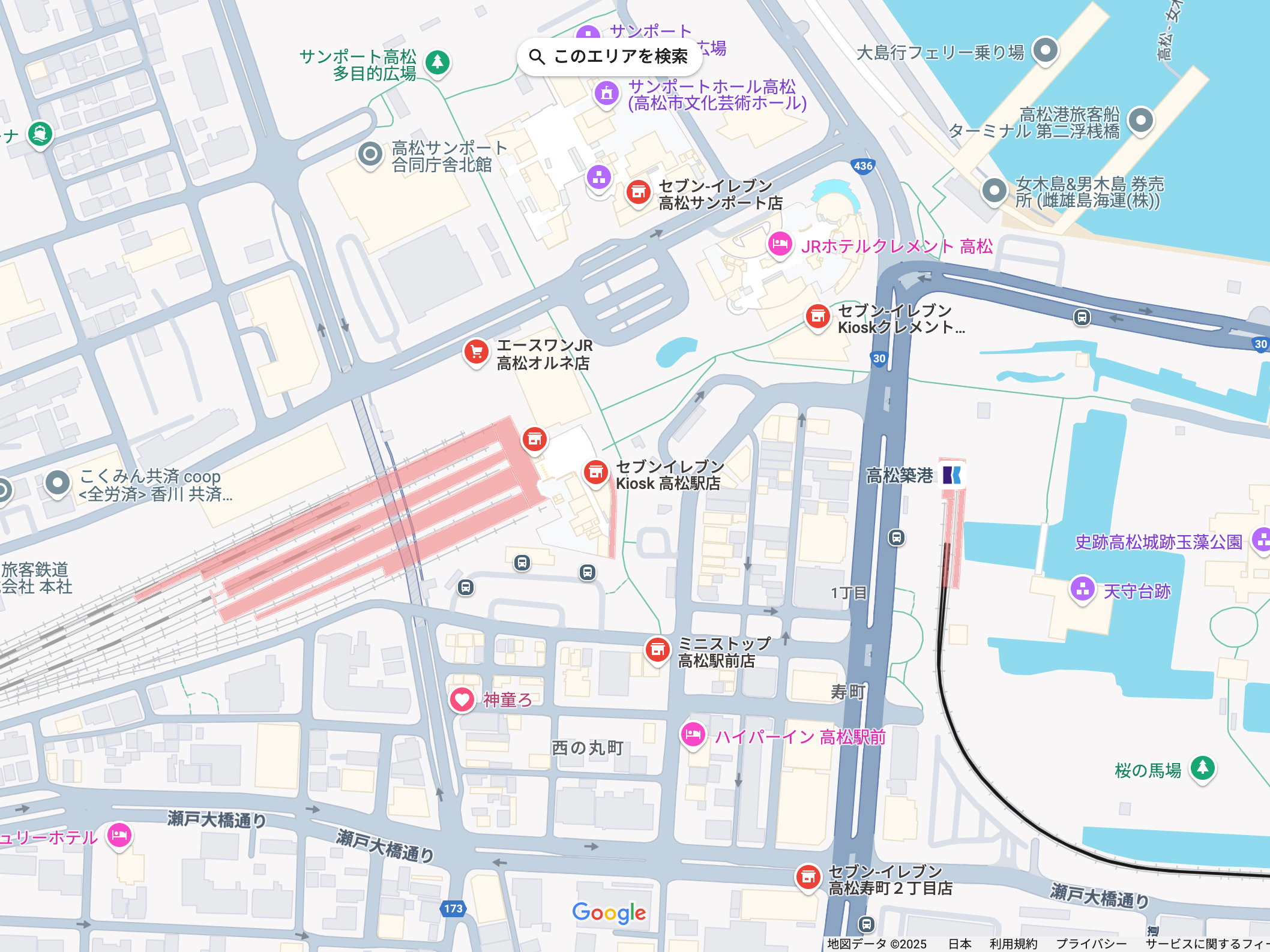 JR高松駅 スーパーマーケットとコンビニ
