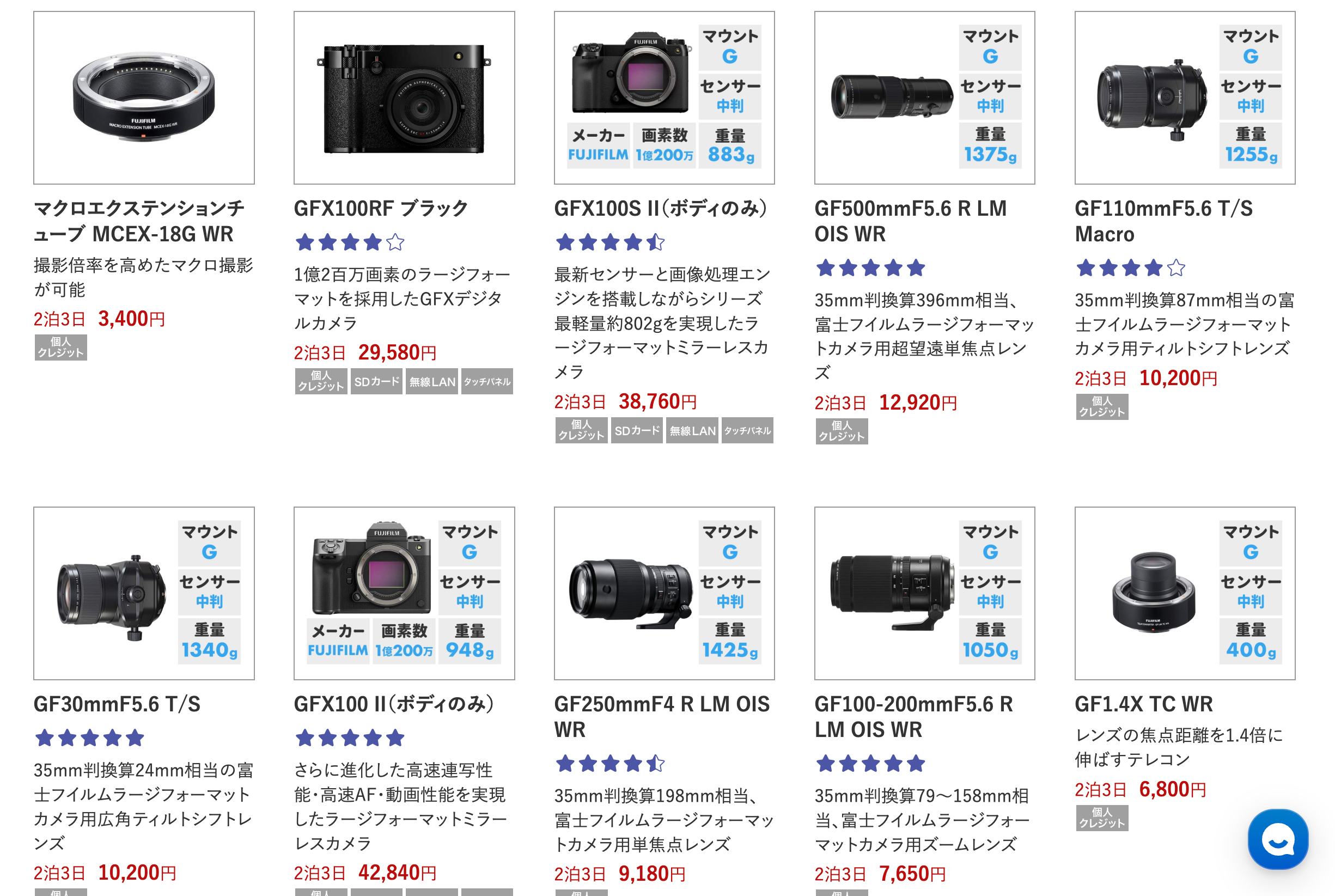 APEXレンタルズ　富士フイルム　GFシリーズ
