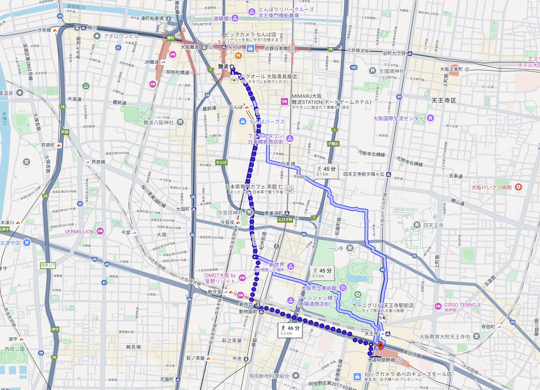 GoogleMap なんば・あべのハルカス